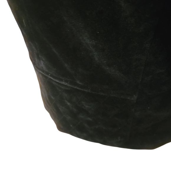 Roz & Ali Black Velvet Moto Biker Jacket Sz Medium Quilted Front Bottom Band - Picture 8 of 10